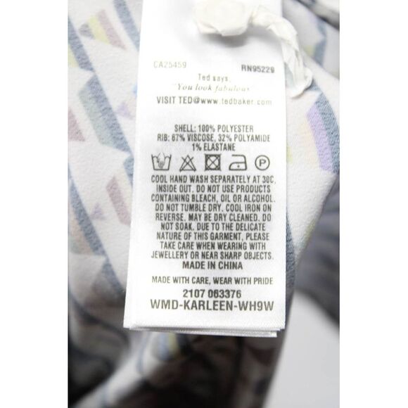 Ted Baker Womens 3/4 Sleeve Geometric Print Shift Dress Multicolor Size 3 - Picture 6 of 6